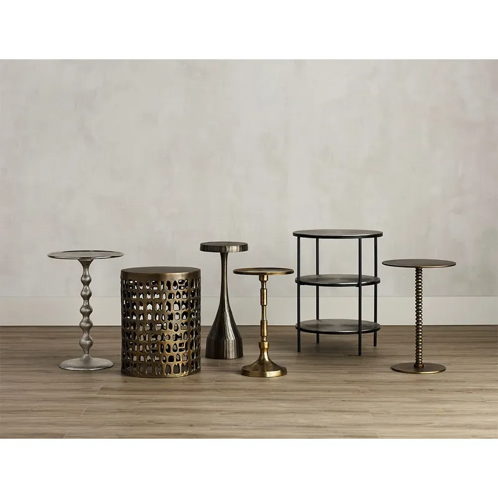 Saron Round Side Table - Antique Brass, Aluminum