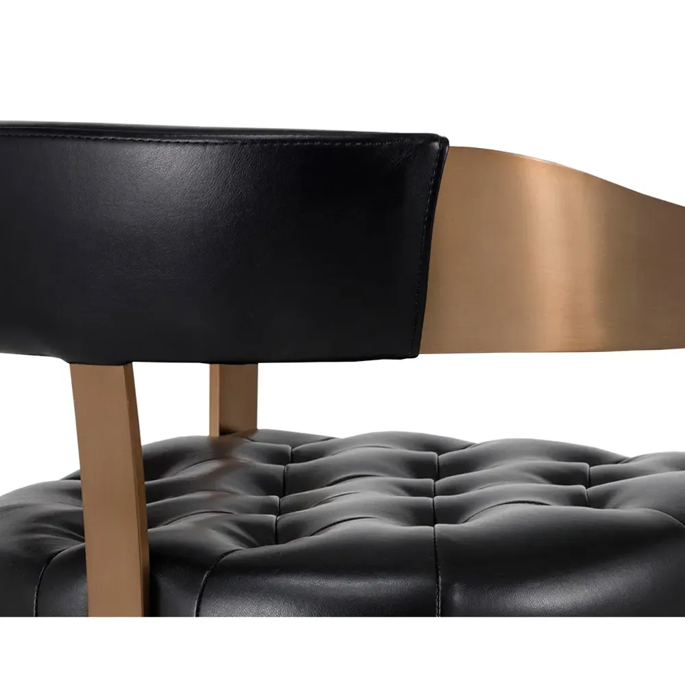 Saunders Cantina Upholstered Bar Stool - Black, Leather