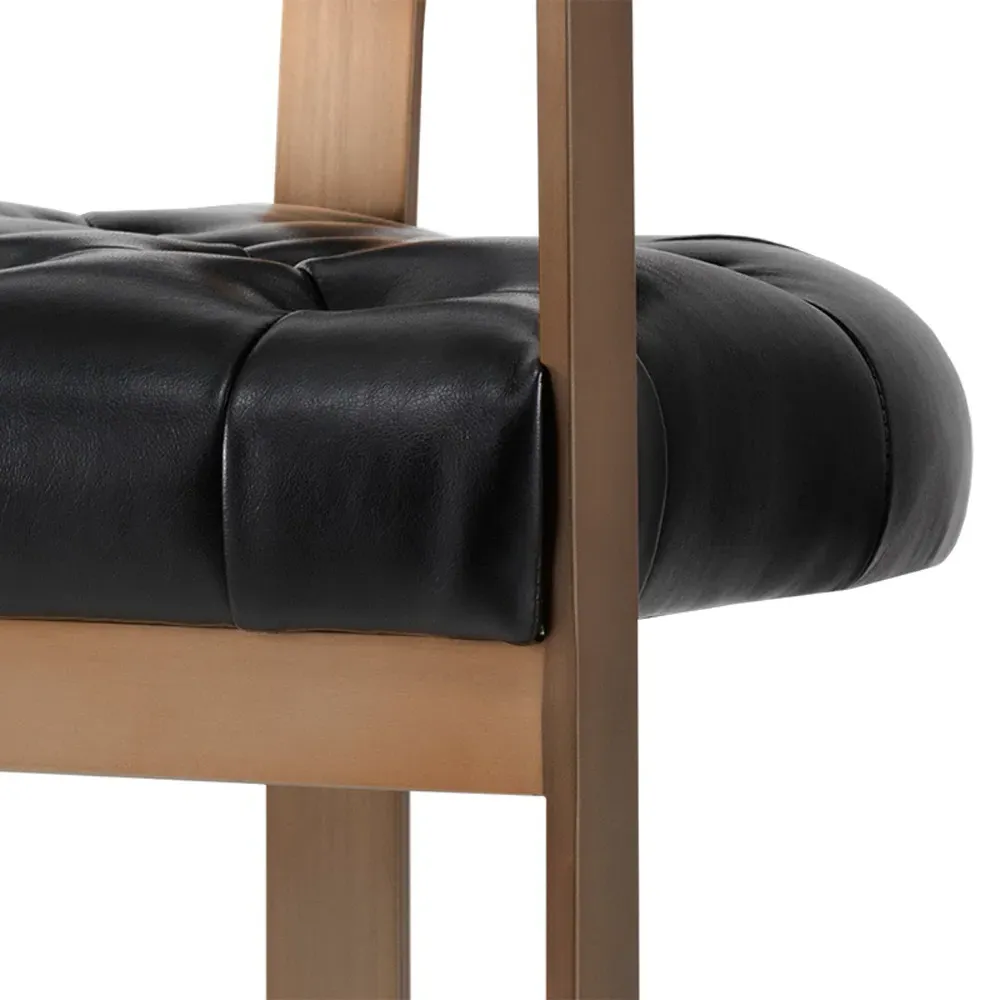 Saunders Cantina Upholstered Bar Stool - Black, Leather