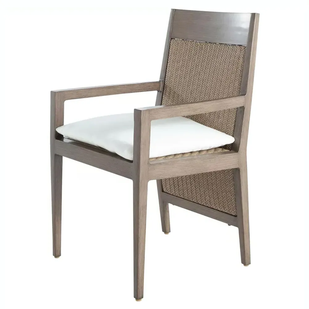 Savannah Outdoor Dining Arm Chair - White, Aluminum