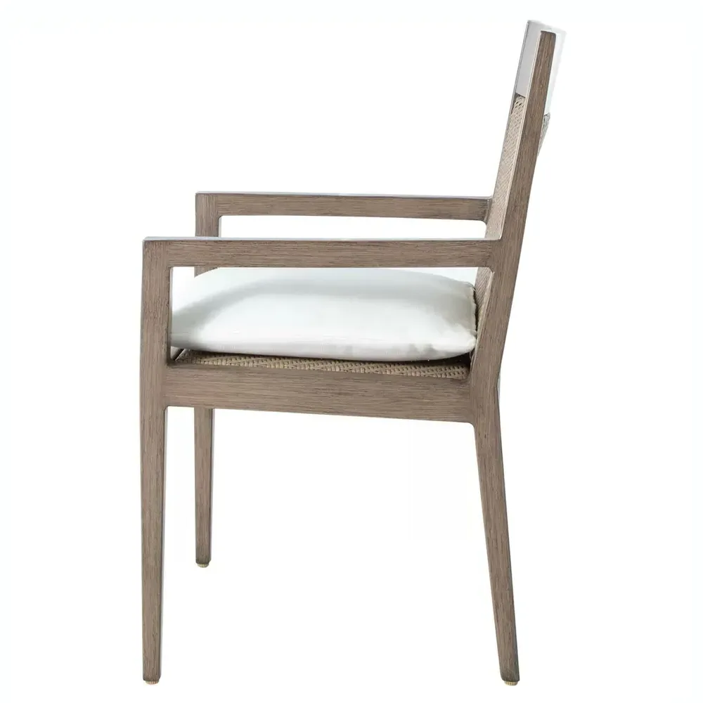 Savannah Outdoor Dining Arm Chair - White, Aluminum