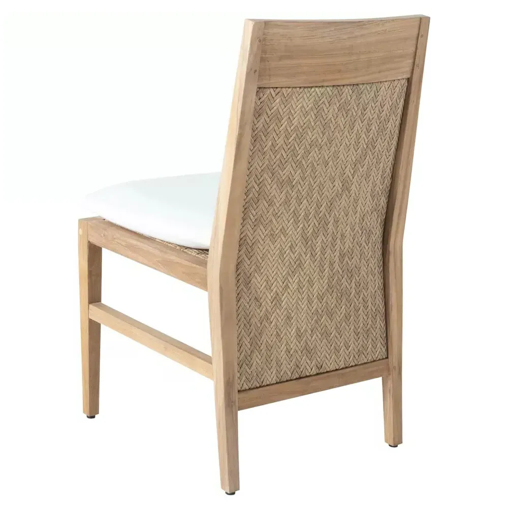Savannah Outdoor Dining Side Chair - White, Teak
