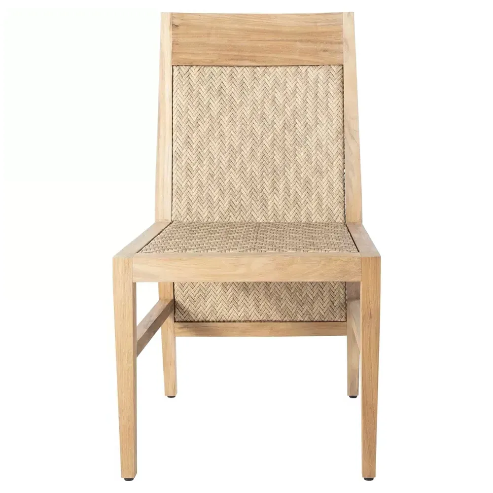 Savannah Outdoor Dining Side Chair - White, Teak