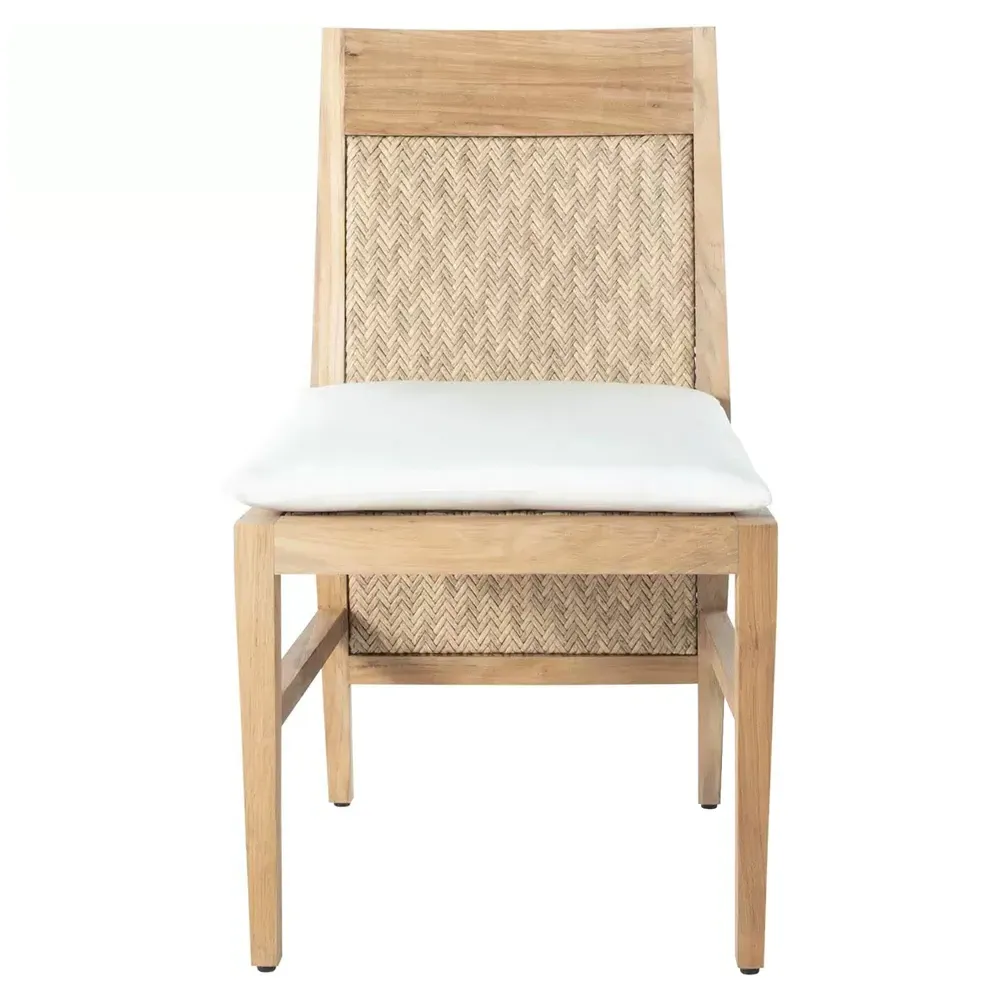 Savannah Outdoor Dining Side Chair - White, Teak image