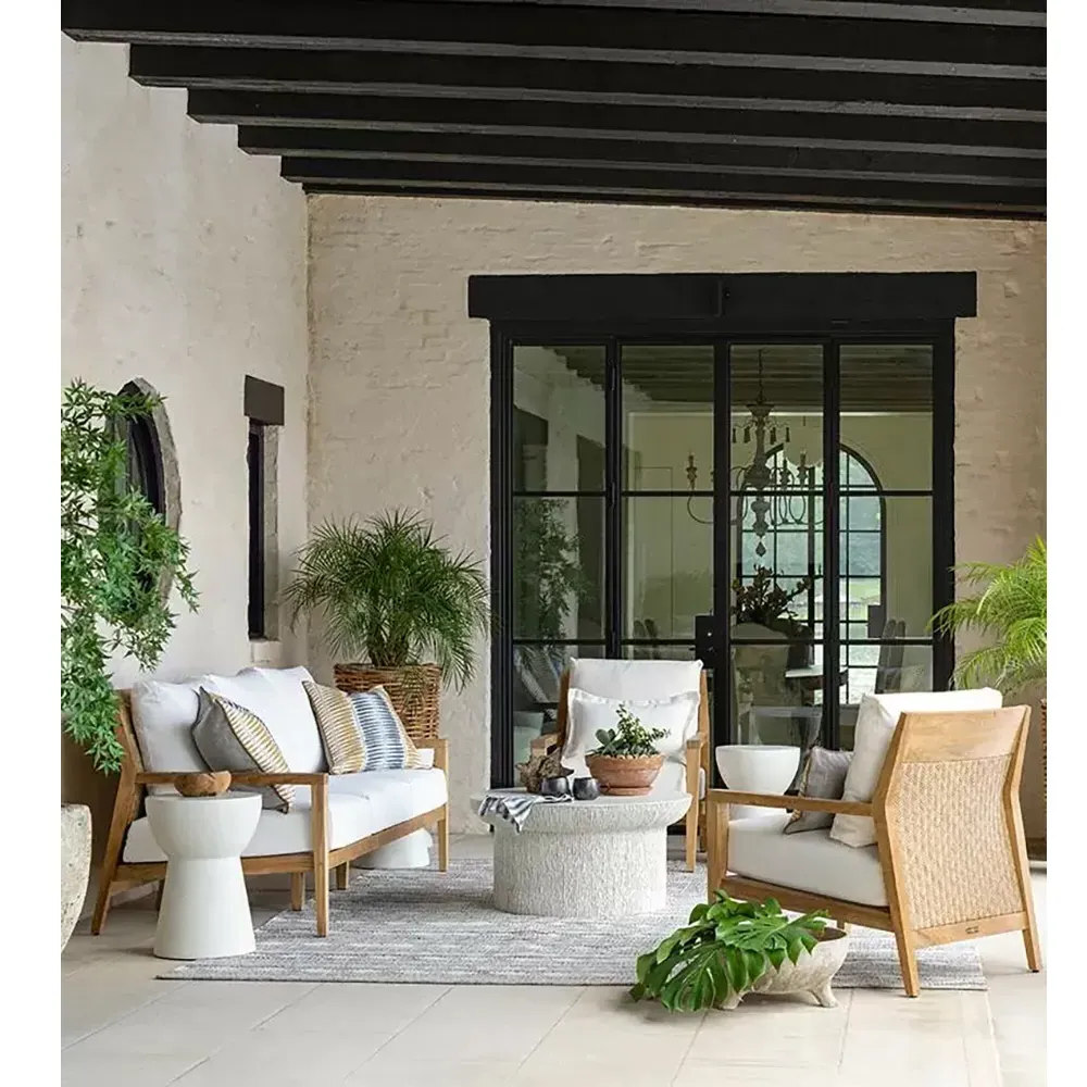 Savannah Outdoor Lounge Arm Chair - White, Aluminum