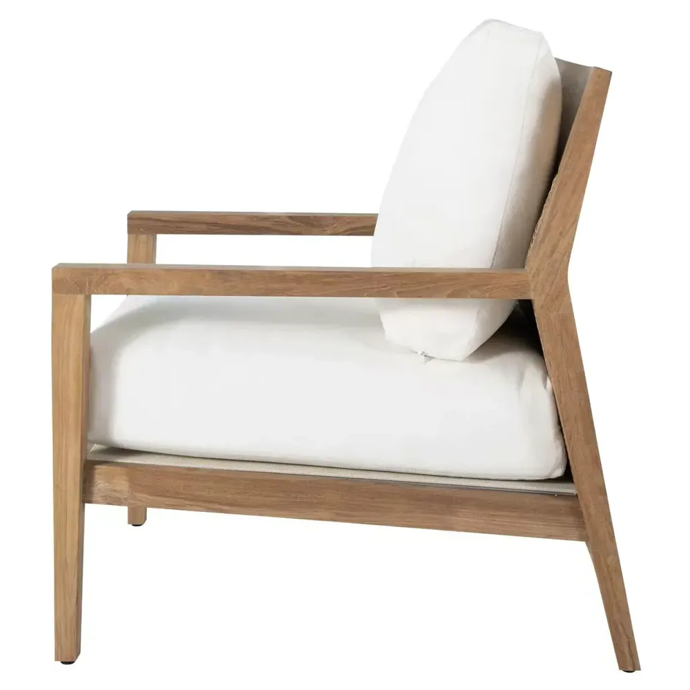 Savannah Outdoor Lounge Arm Chair - White, Teak