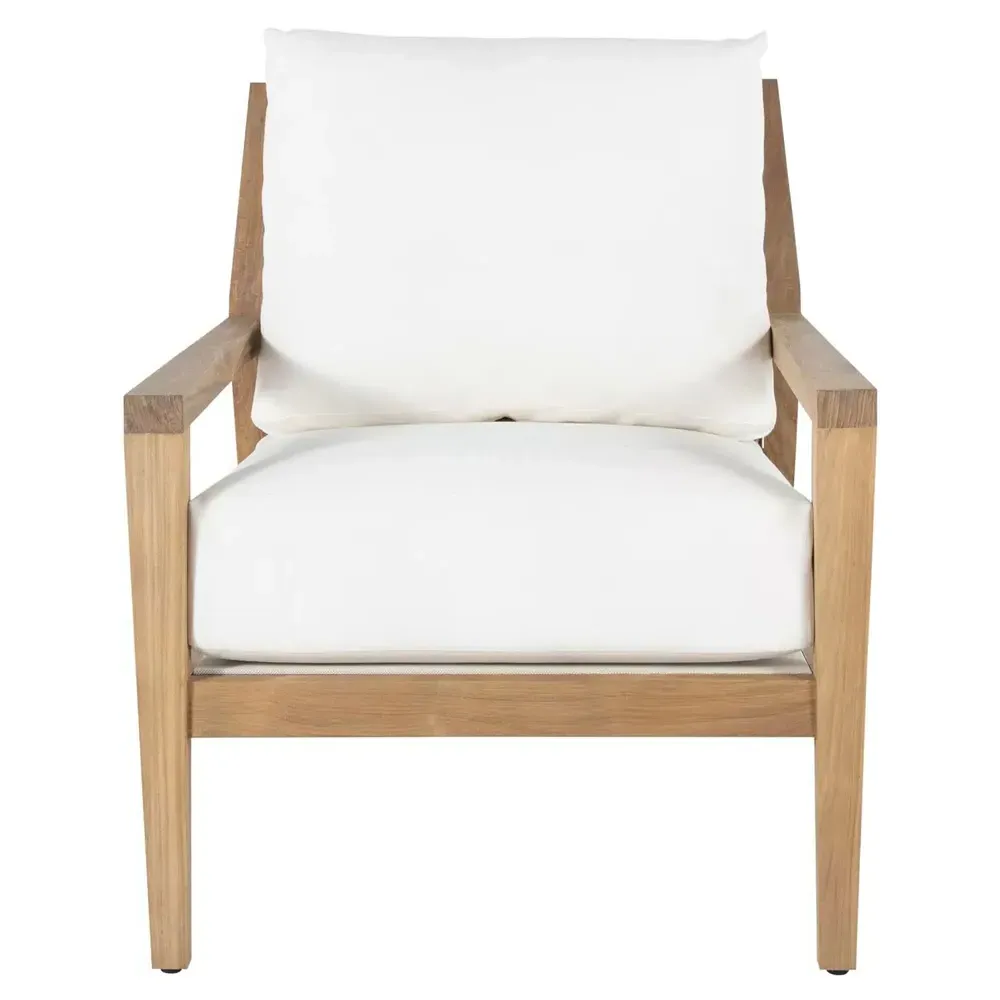 Savannah Outdoor Lounge Arm Chair - White, Teak