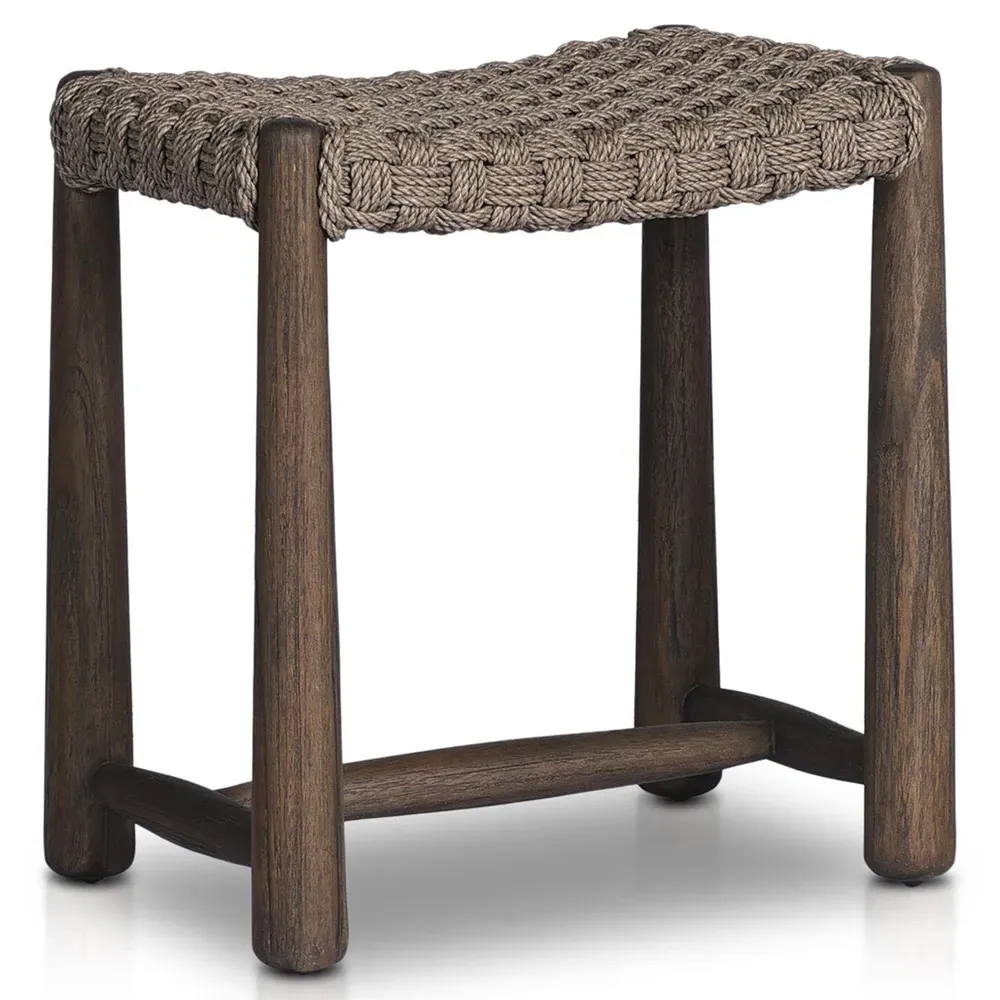 Savio Outdoor Accent Stool - Dark Textured, Teak