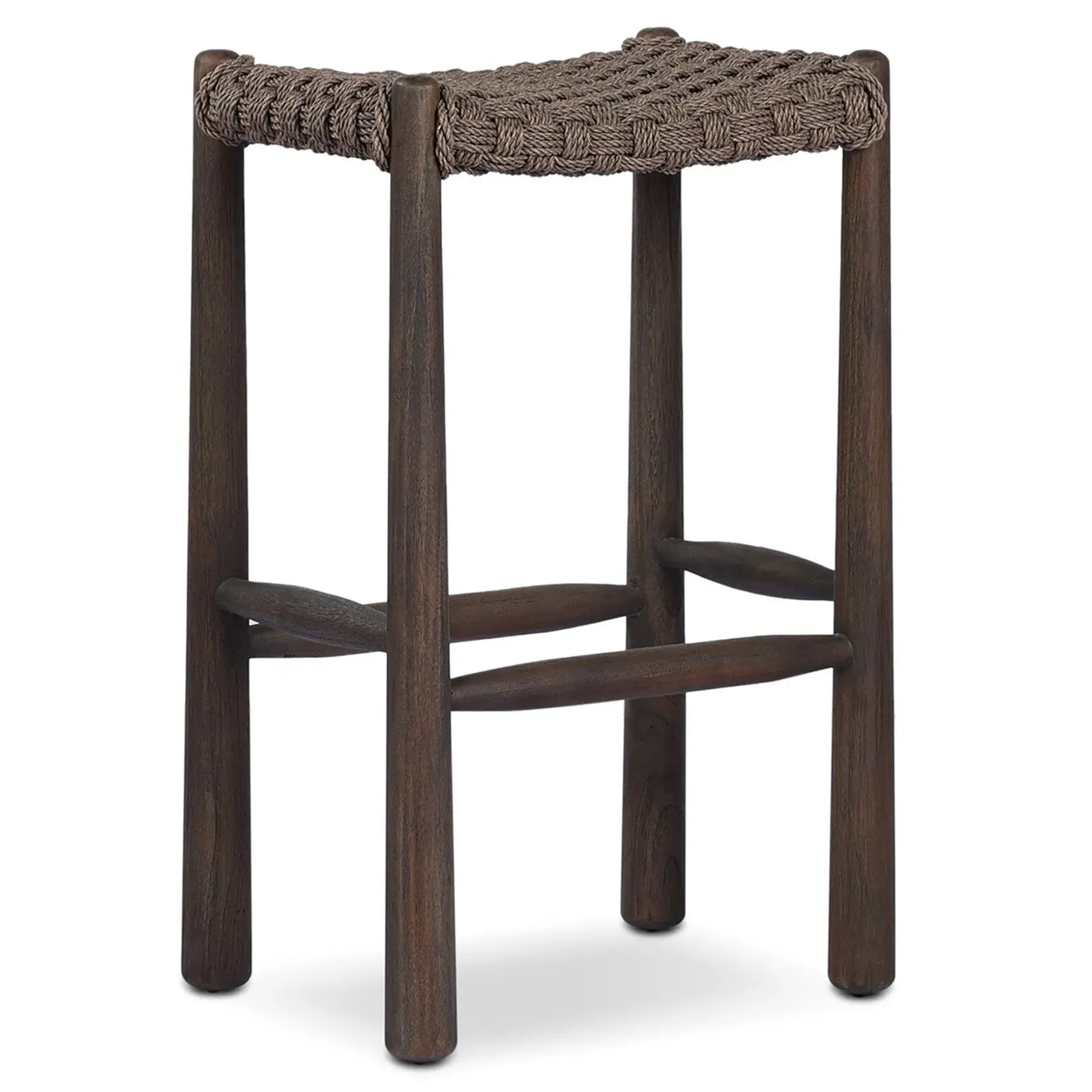 Savio Outdoor Bar Stool - Dark Textured, Teak