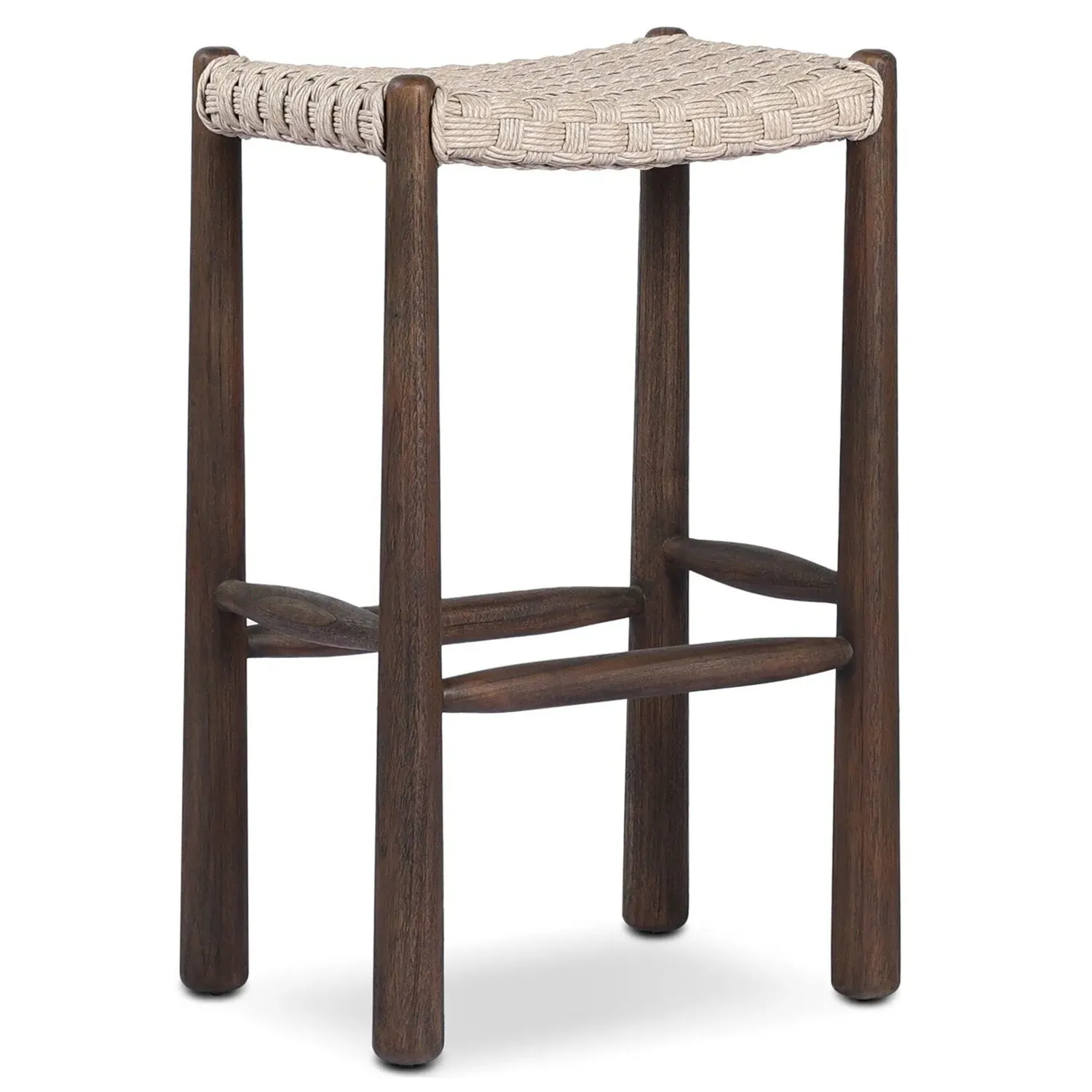Savio Outdoor Bar Stool - White, Teak