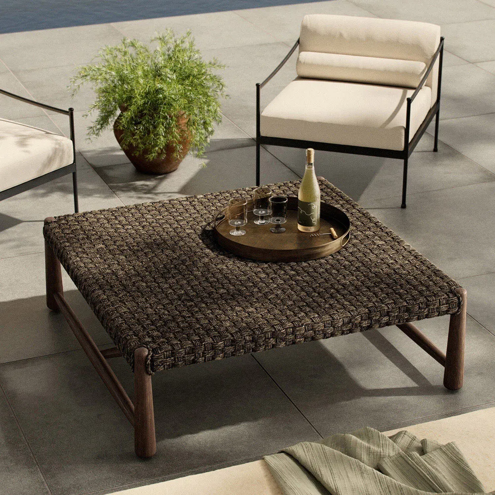 Savio Outdoor Coffee Table - Dark Textured, Teak