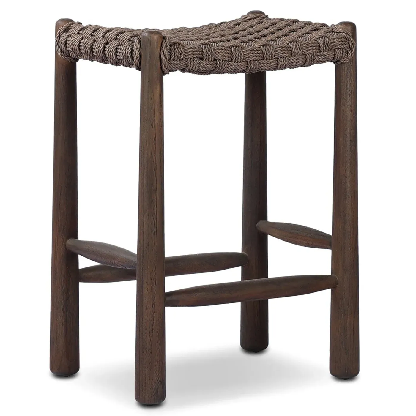 Savio Outdoor Counter Stool - Dark Textured, Teak
