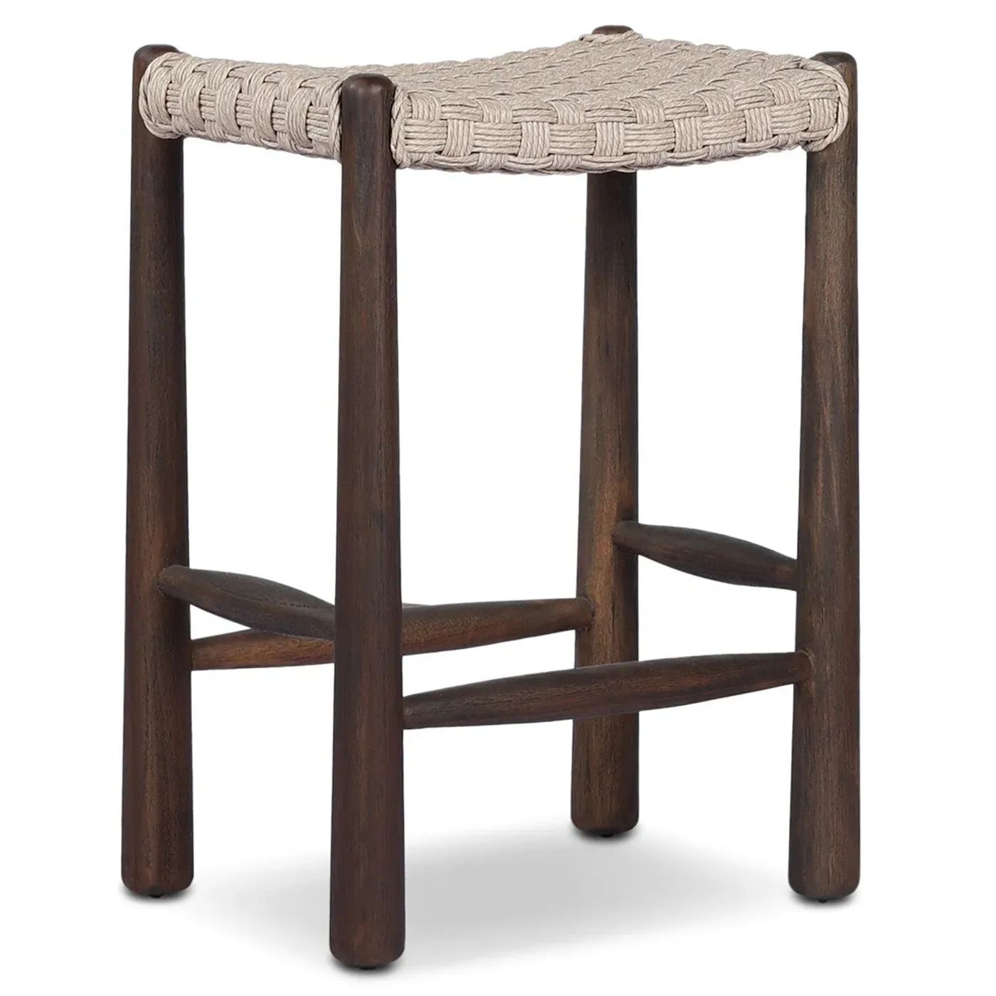Savio Outdoor Counter Stool - White, Teak