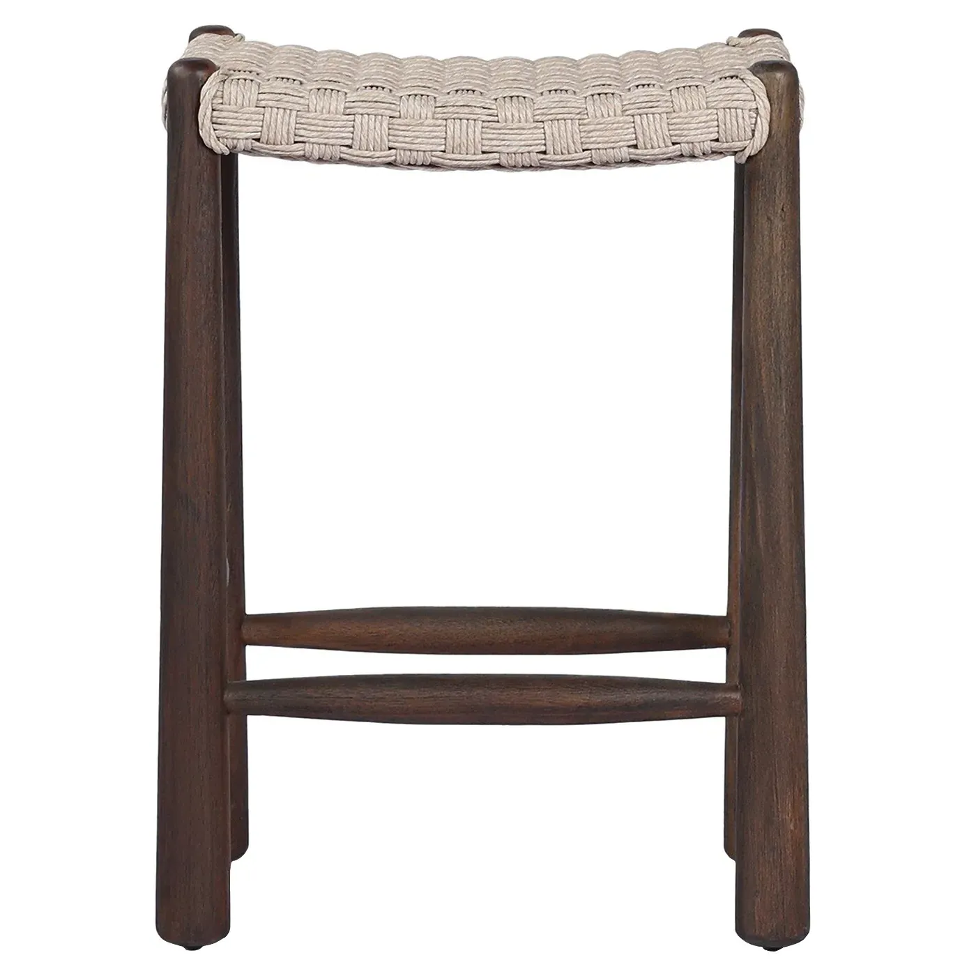 Savio Outdoor Counter Stool - White, Teak