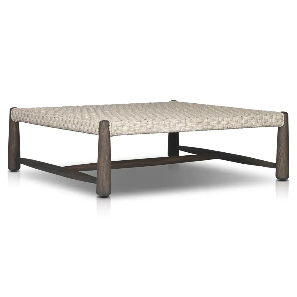 Savio Square Outdoor Coffee Table - Antique White, Teak