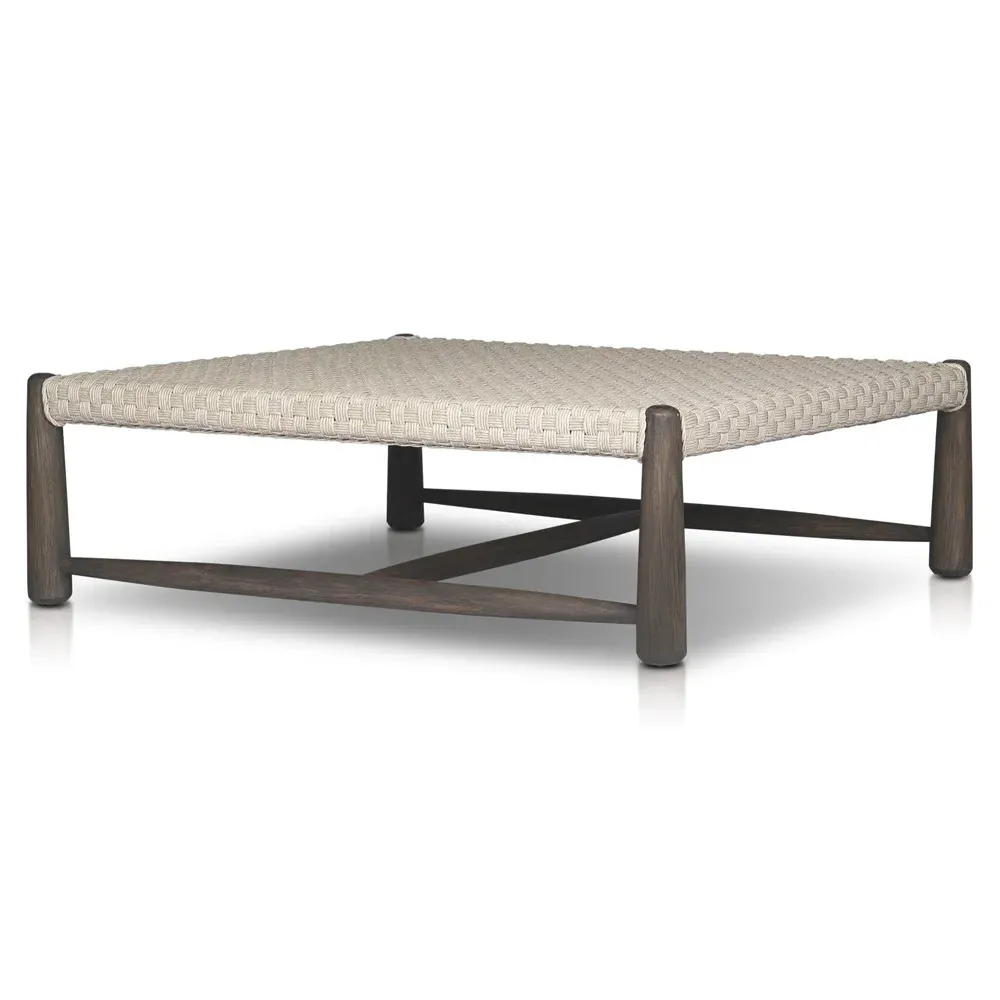 Savio Square Outdoor Coffee Table - Antique White, Teak