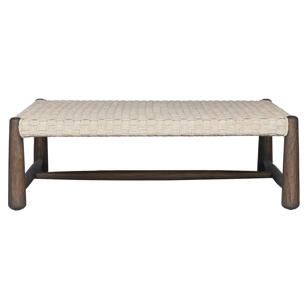 Savio Square Outdoor Coffee Table - Antique White, Teak