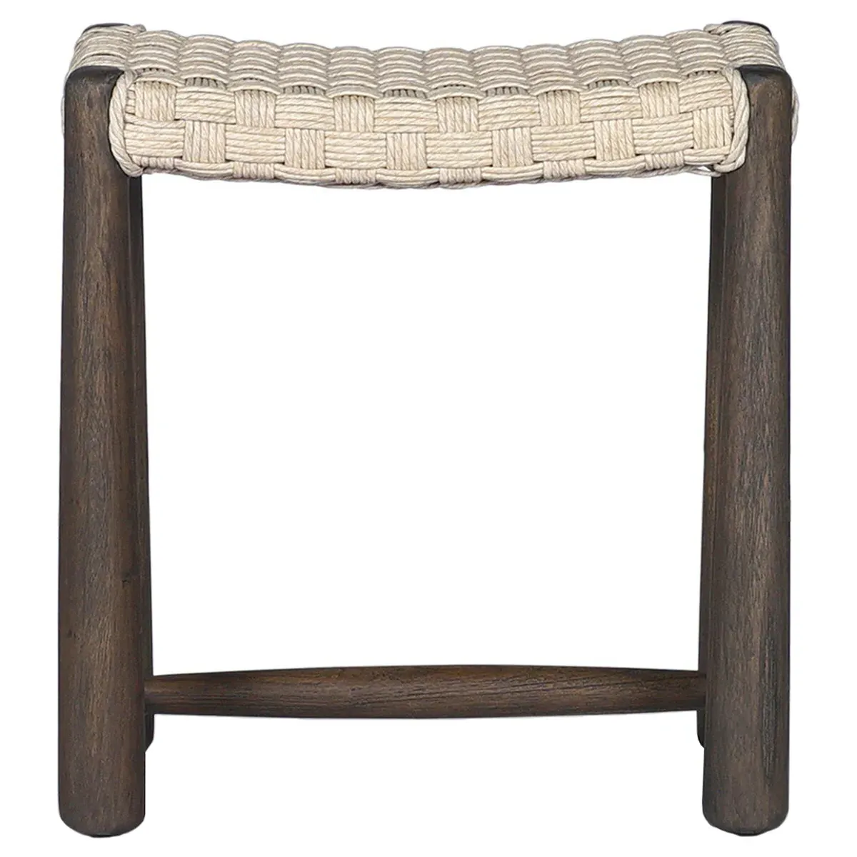 Savio Twisted Outdoor Accent Stool - Antique White, Teak image