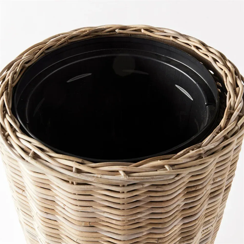 Sawyer Large Woven Planter - Grey, Rattan