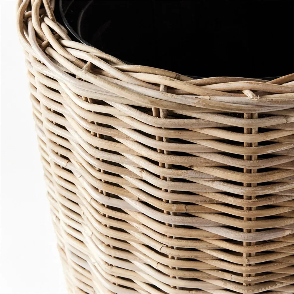 Sawyer Large Woven Planter - Grey, Rattan