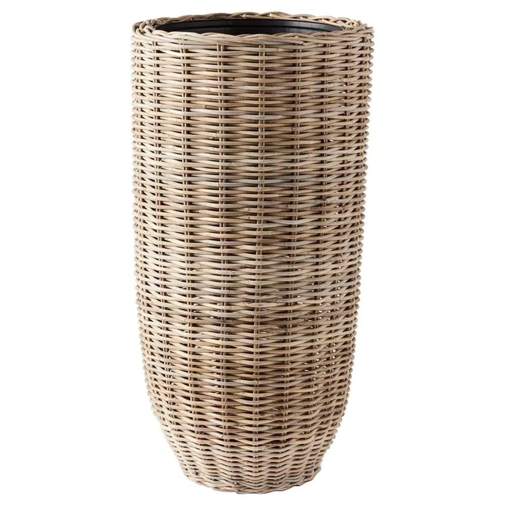 Sawyer Large Woven Planter - Grey, Rattan