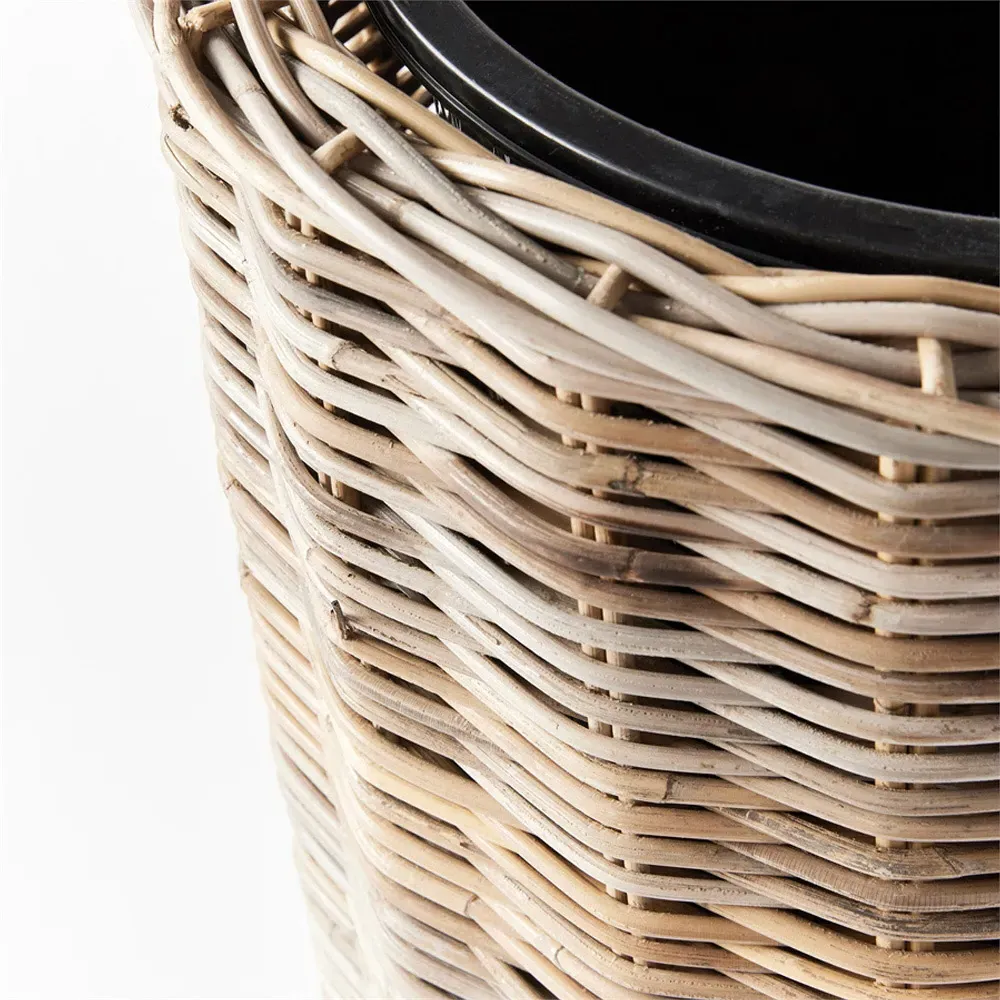 Sawyer Small Woven Planter - Grey, Rattan