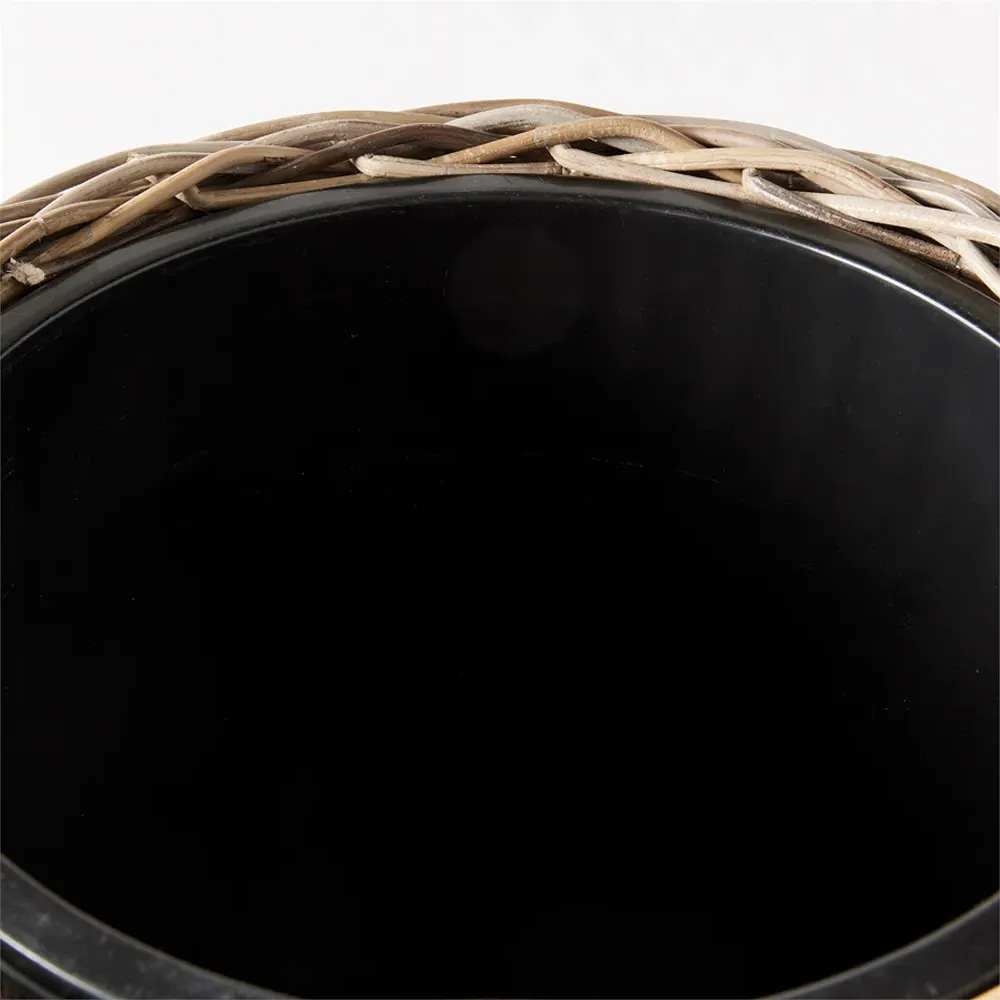 Sawyer Small Woven Planter - Grey, Rattan