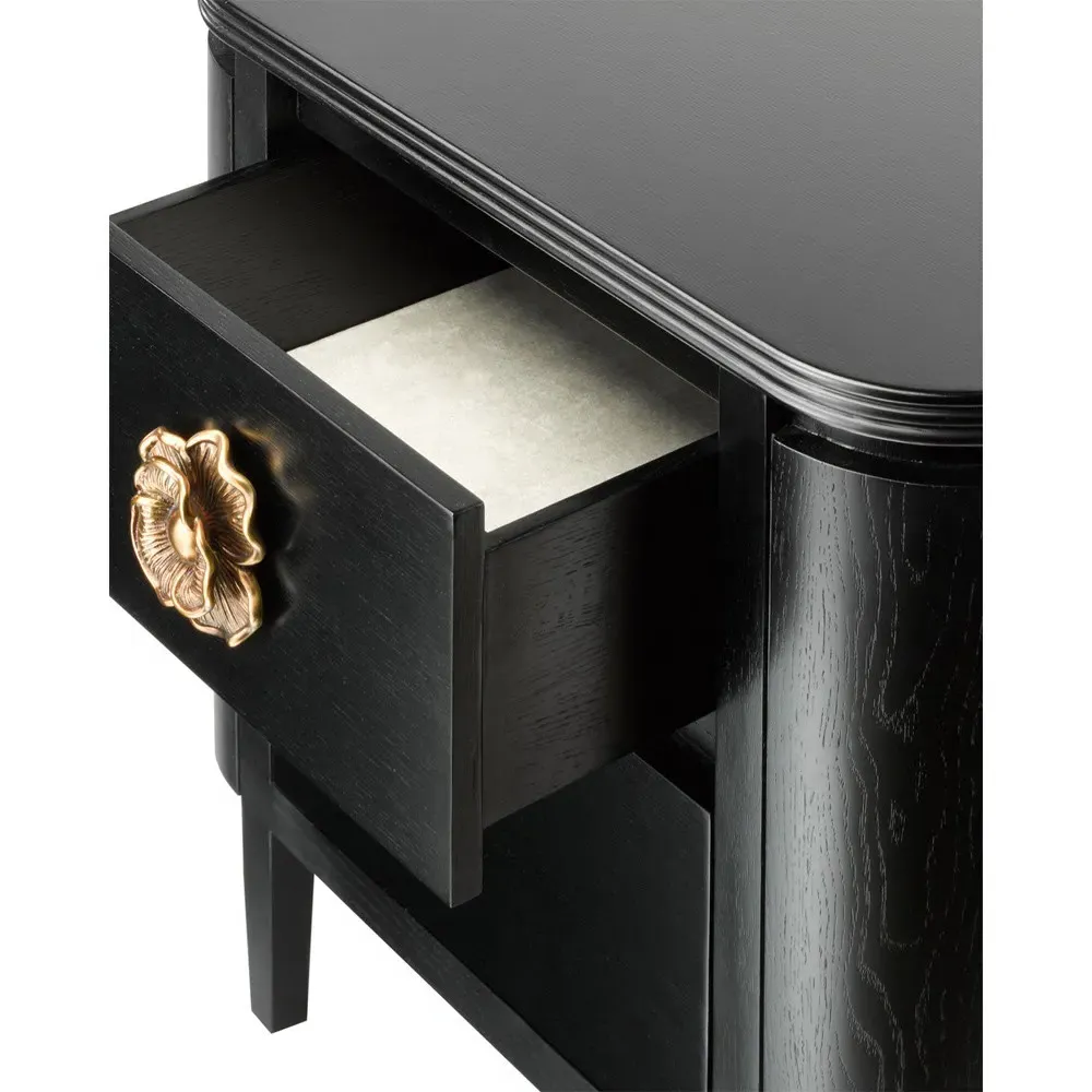 Sazana Demilune Nightstand - Black, Oak