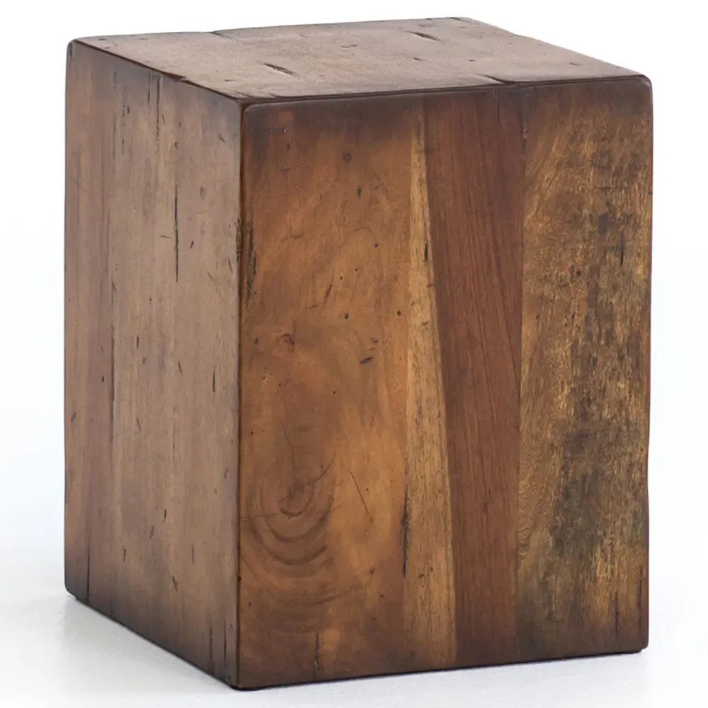 Scarlett Square End Table - Brown, Reclaimed Wood