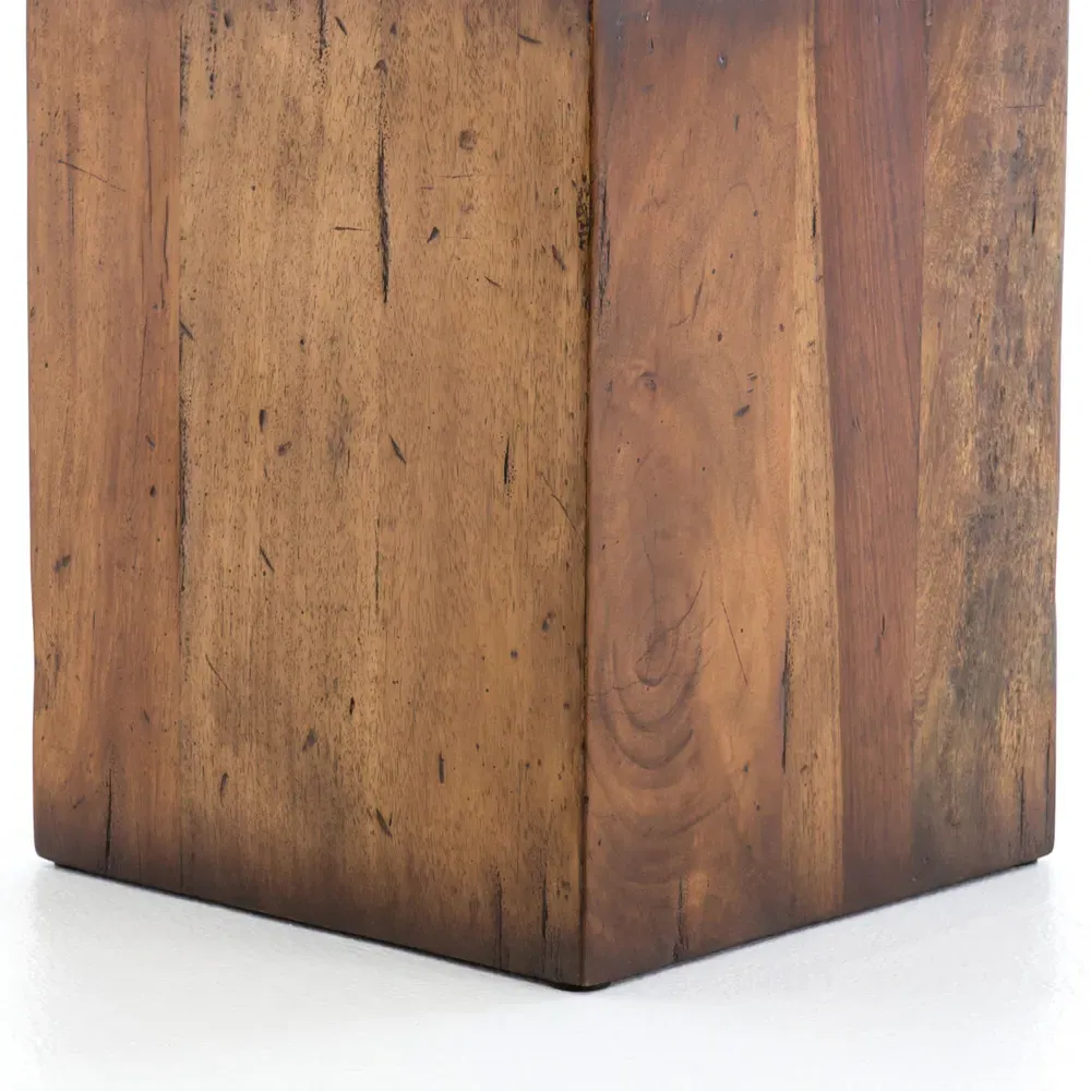 Scarlett Square End Table - Brown, Reclaimed Wood