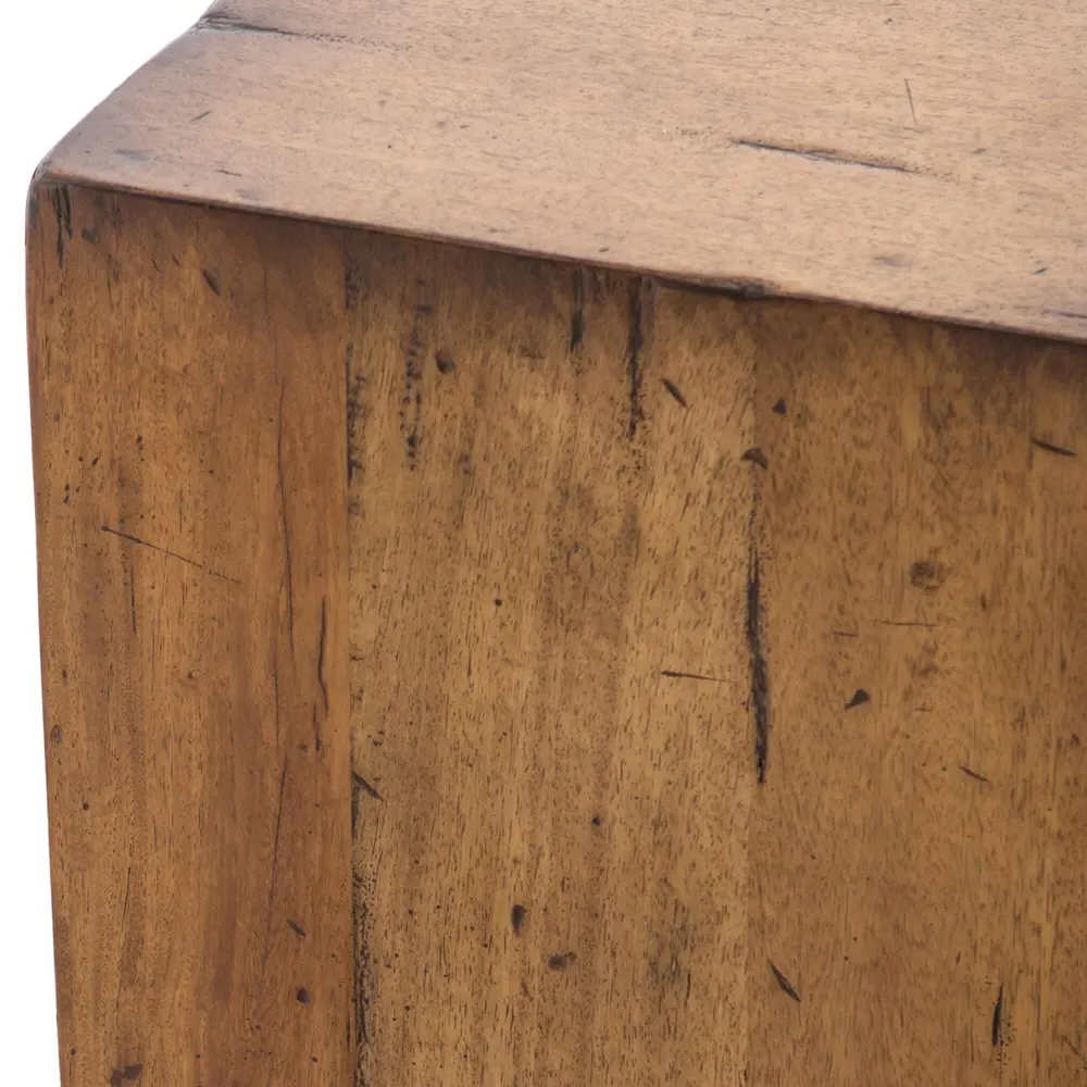 Scarlett Square End Table - Brown, Reclaimed Wood