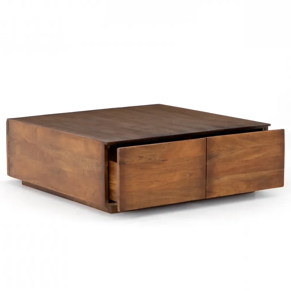 Scarlett Square Storage Coffee Table - Brown, Reclaimed Wood