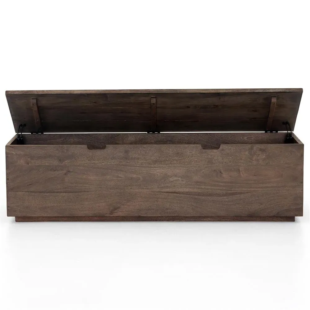 Scarlett Storage Trunk with Seating - Aged Brown, Mango Wood