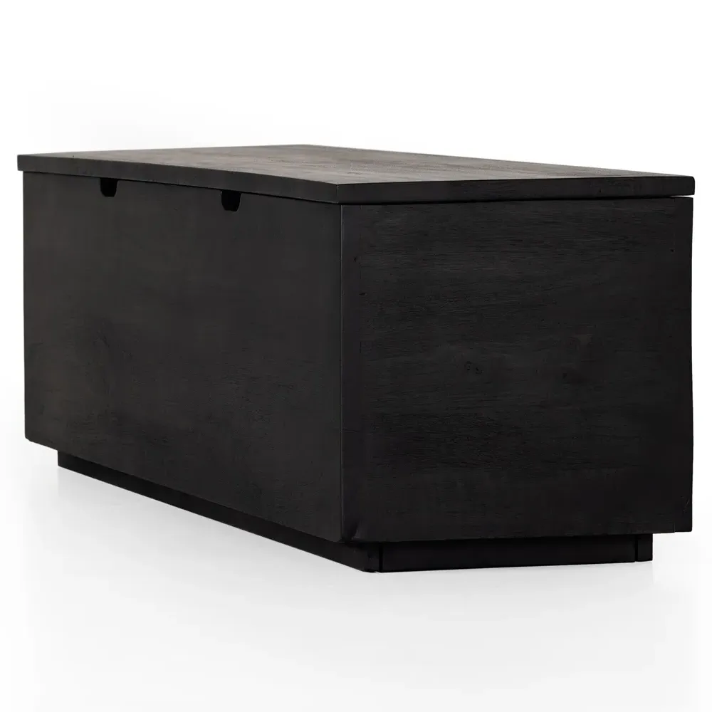 Scarlett Storage Trunk with Seating - Black, Mango Wood