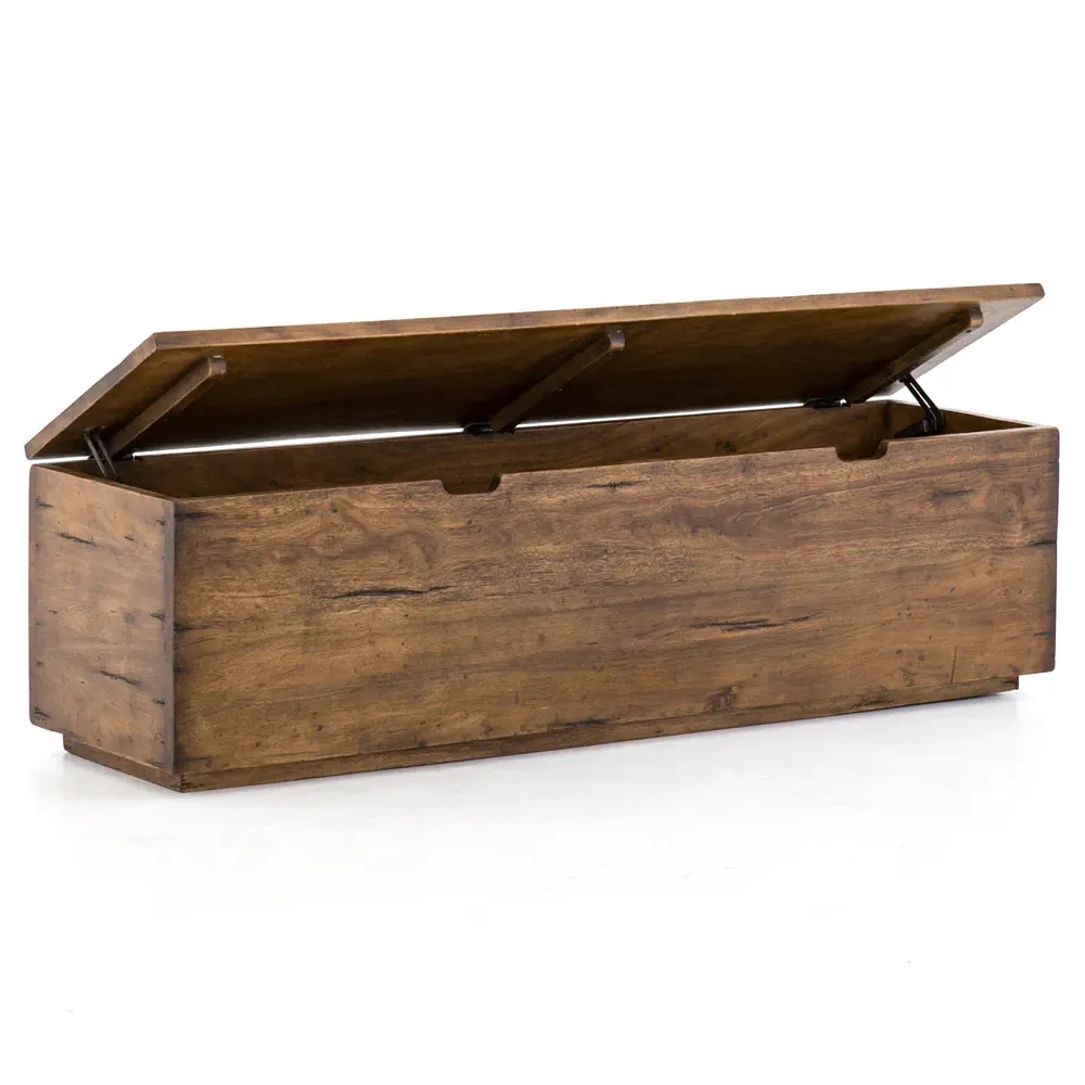 Scarlett Storage Trunk with Seating - Natural Brown, Reclaimed Wood