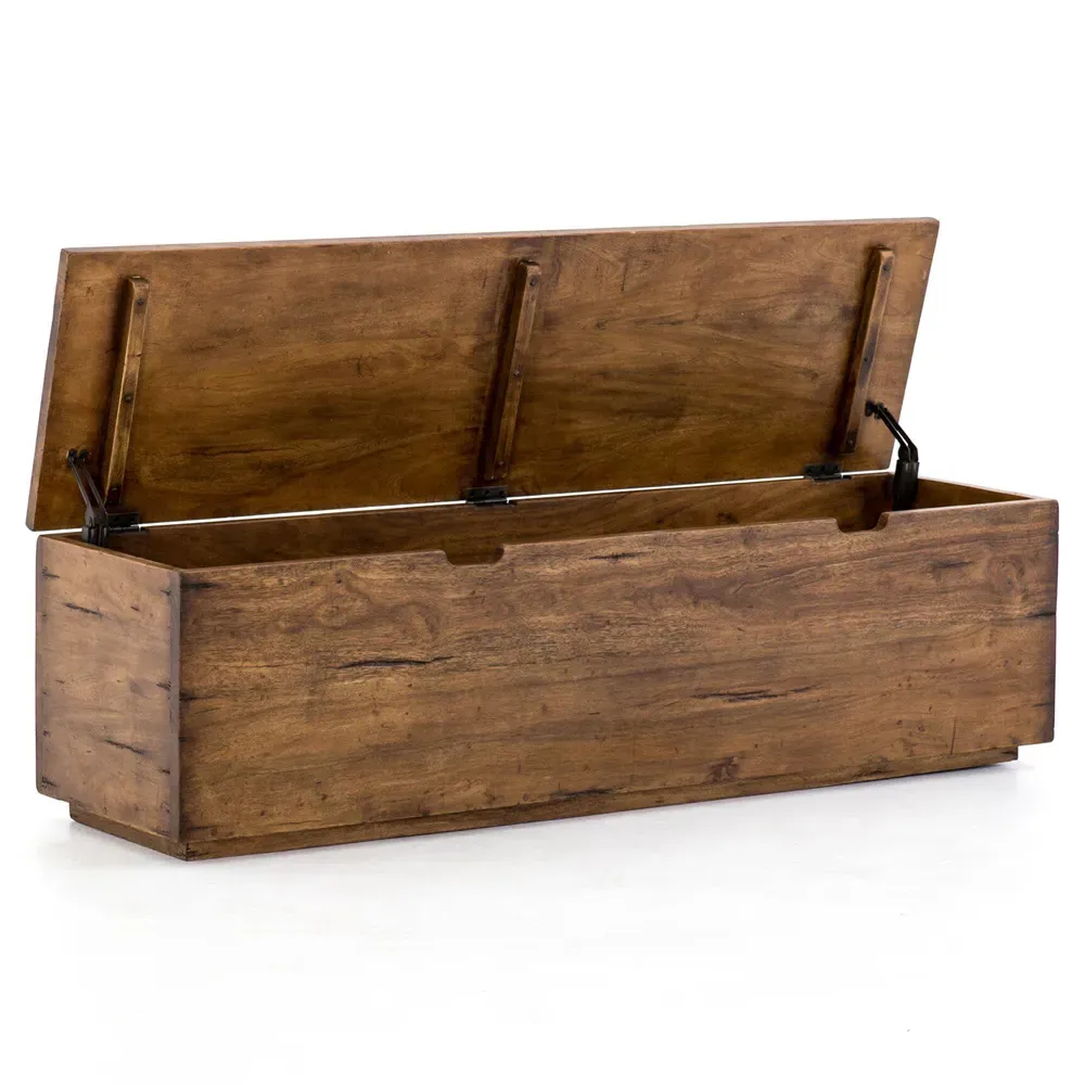Scarlett Storage Trunk with Seating - Natural Brown, Reclaimed Wood