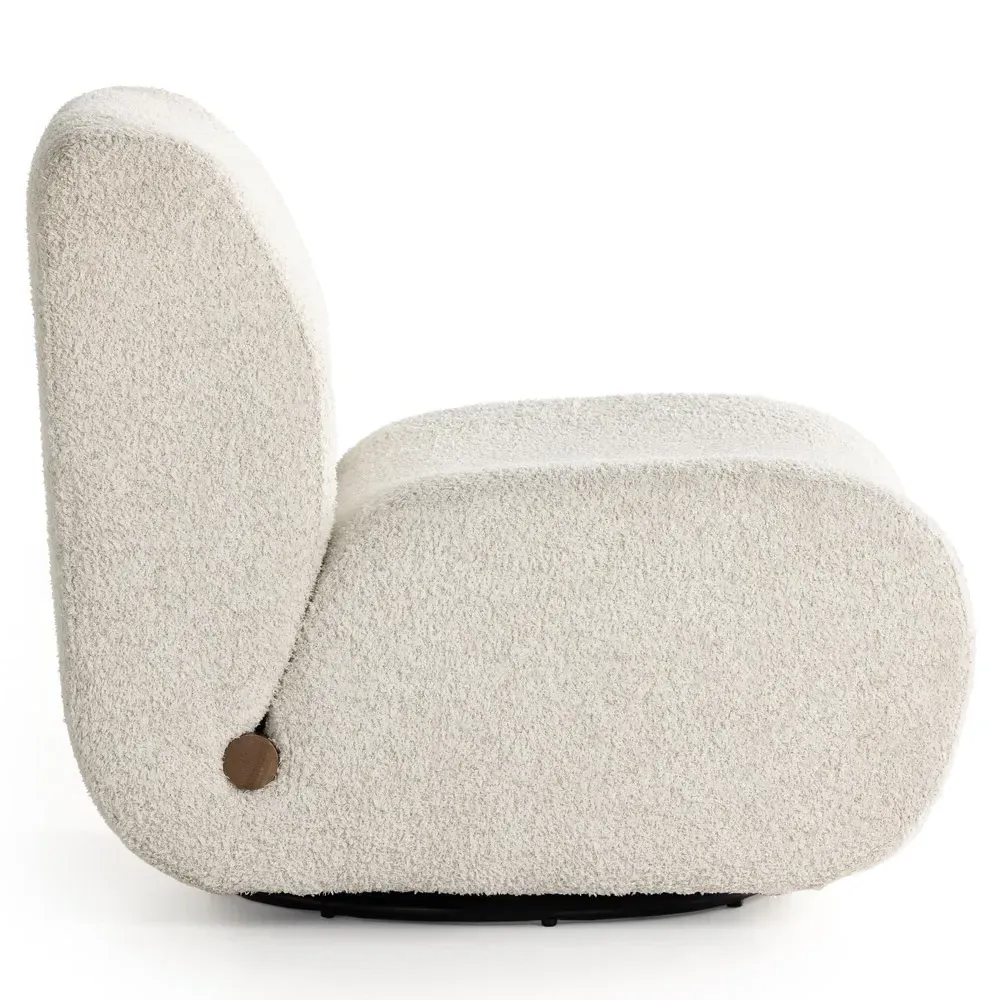 Schneider Swivel Chair - White, Boucle