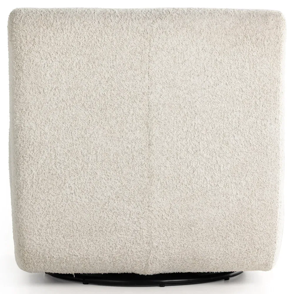Schneider Swivel Chair - White, Boucle