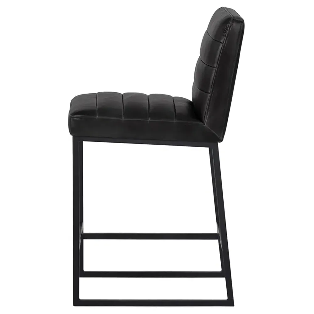 Schwartz Counter Stool - Coal Black, Faux Leather
