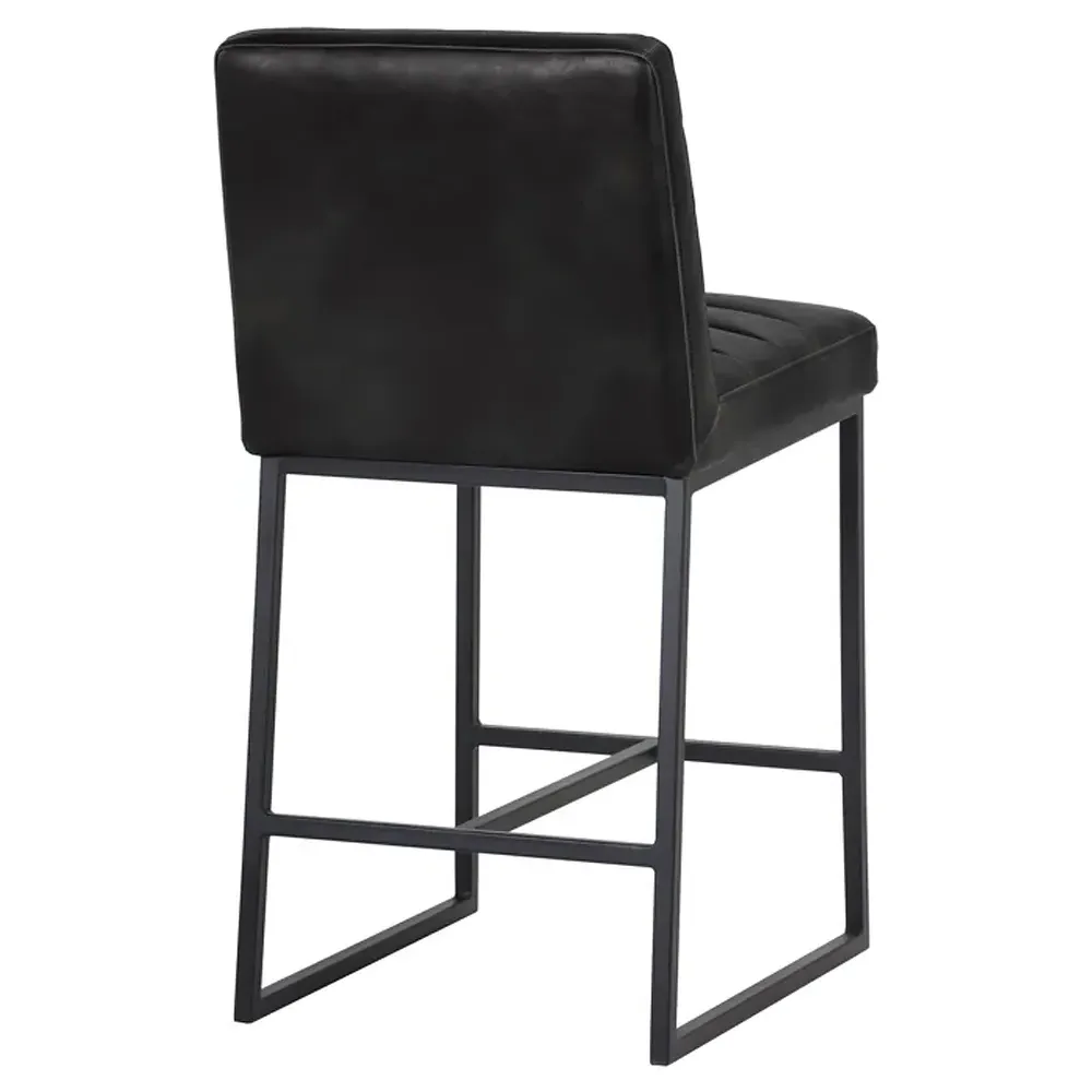 Schwartz Counter Stool - Coal Black, Faux Leather