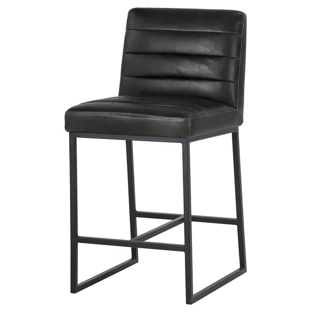 Schwartz Counter Stool - Coal Black, Faux Leather image