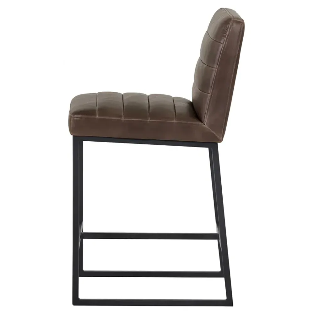 Schwartz Counter Stool - Havana Dark Brown, Faux Leather