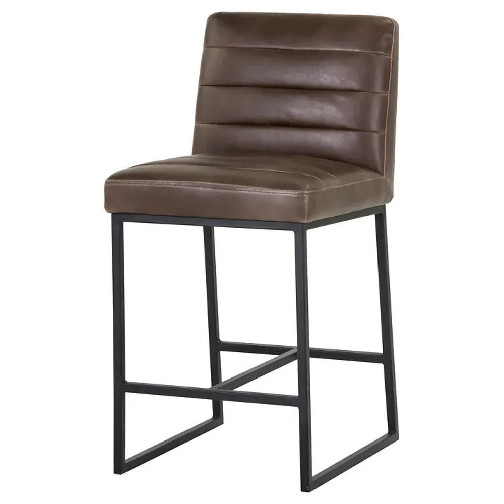 Schwartz Counter Stool - Havana Dark Brown, Faux Leather