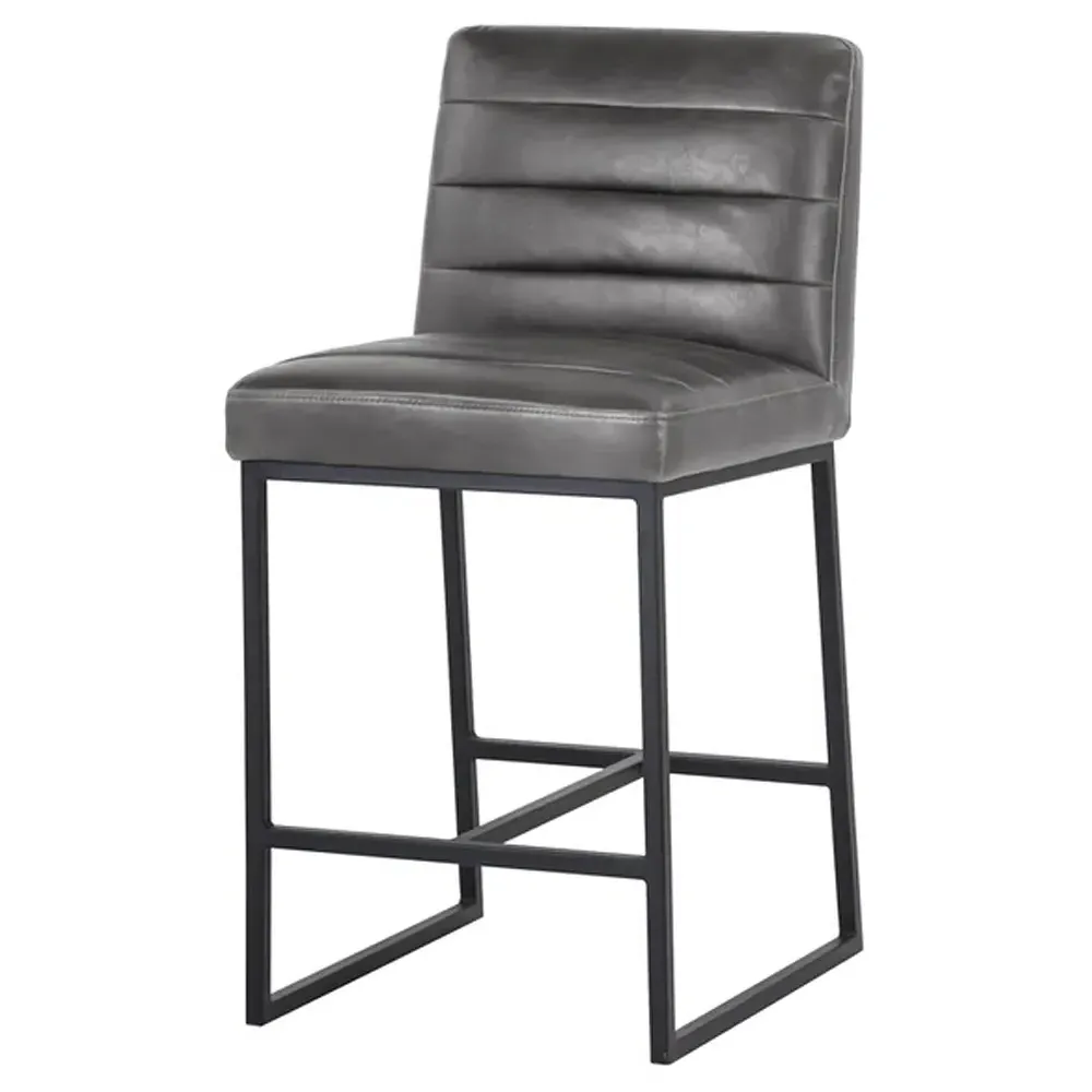 Schwartz Counter Stool - Overcast Grey, Faux Leather