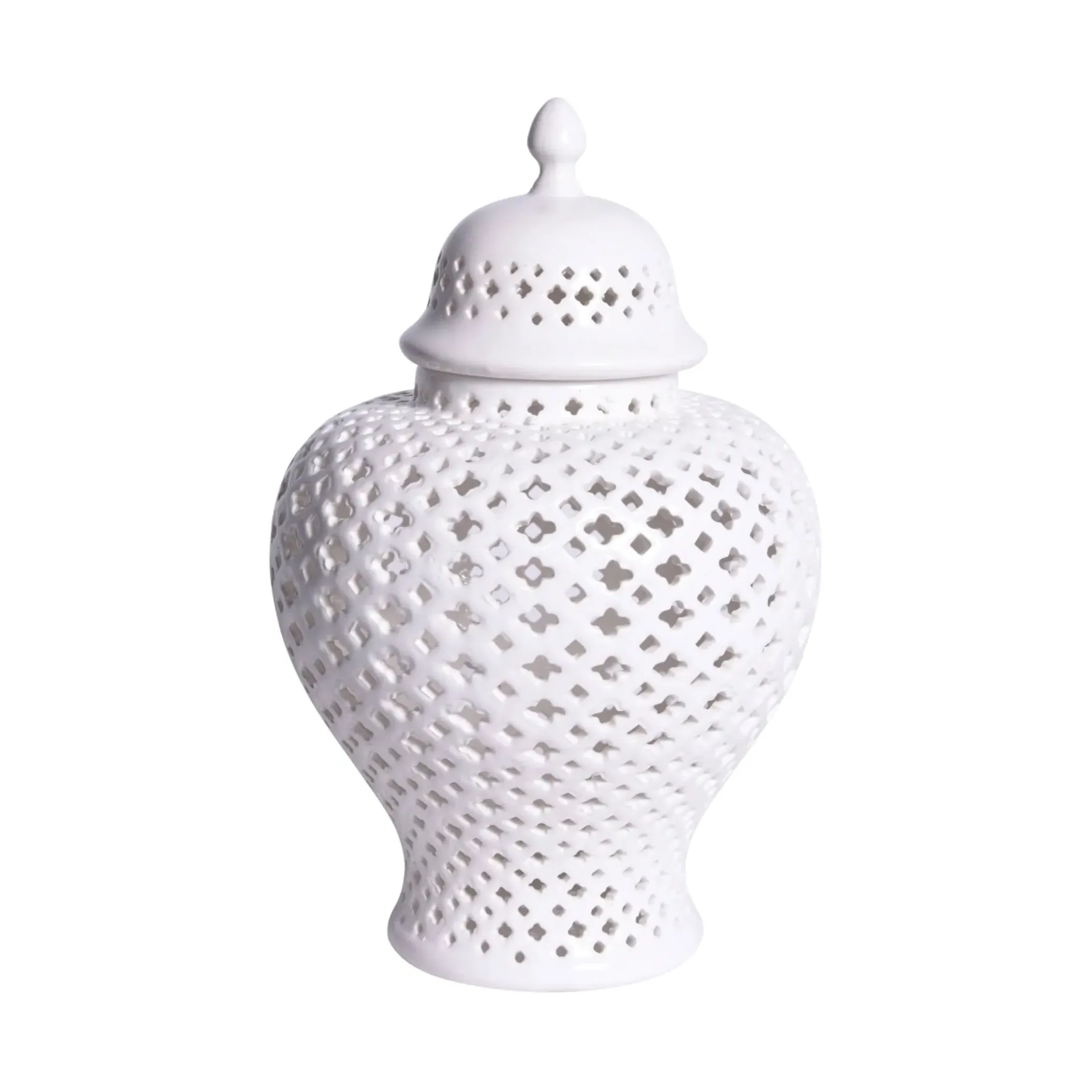 Scipio Large Lidded Ginger Jar - White, Porcelain image