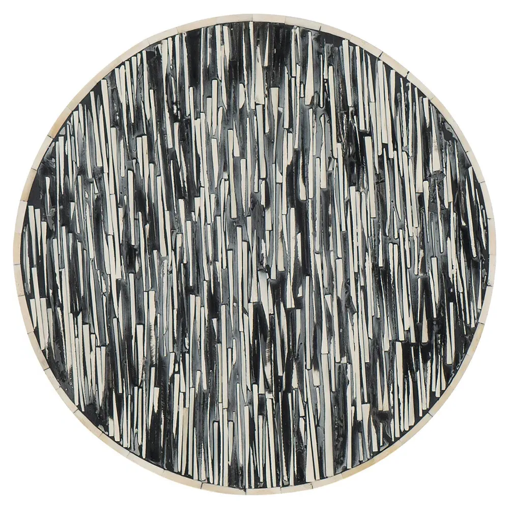 Scott Bone Inlay Drum Side Table - Black, White
