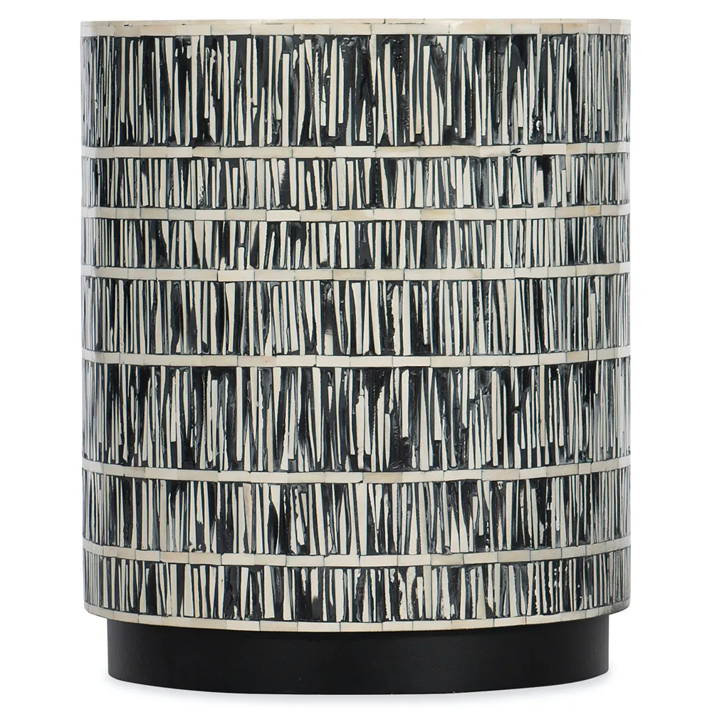 Scott Bone Inlay Drum Side Table - Black, White