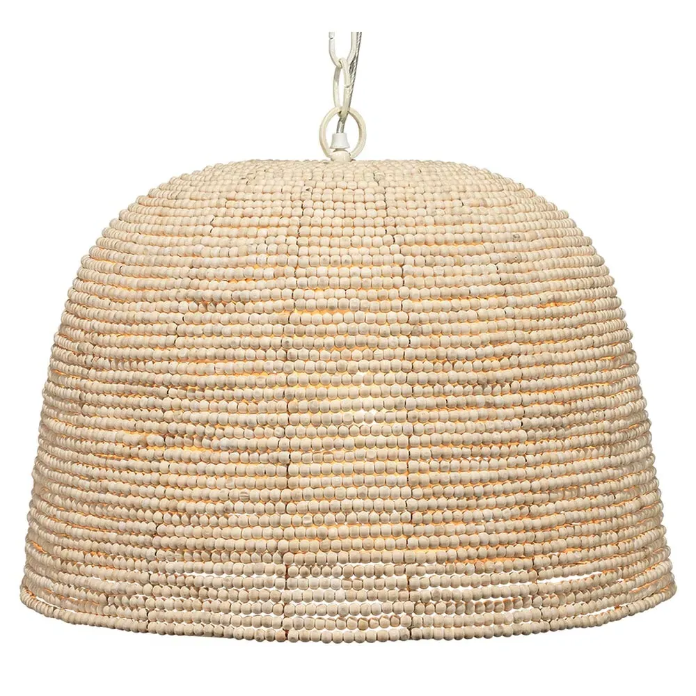 Scott Single Pendant Light - Off White, Mango Wood