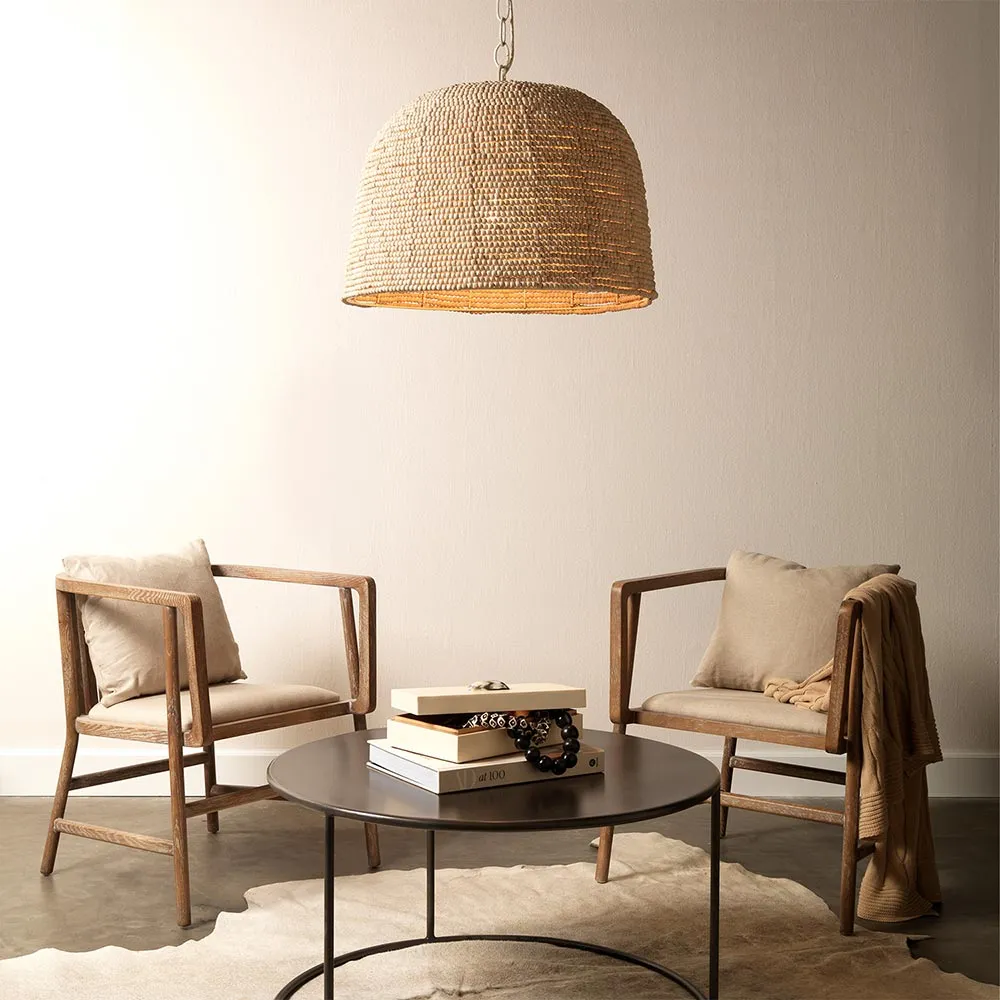 Scott Single Pendant Light - Off White, Mango Wood