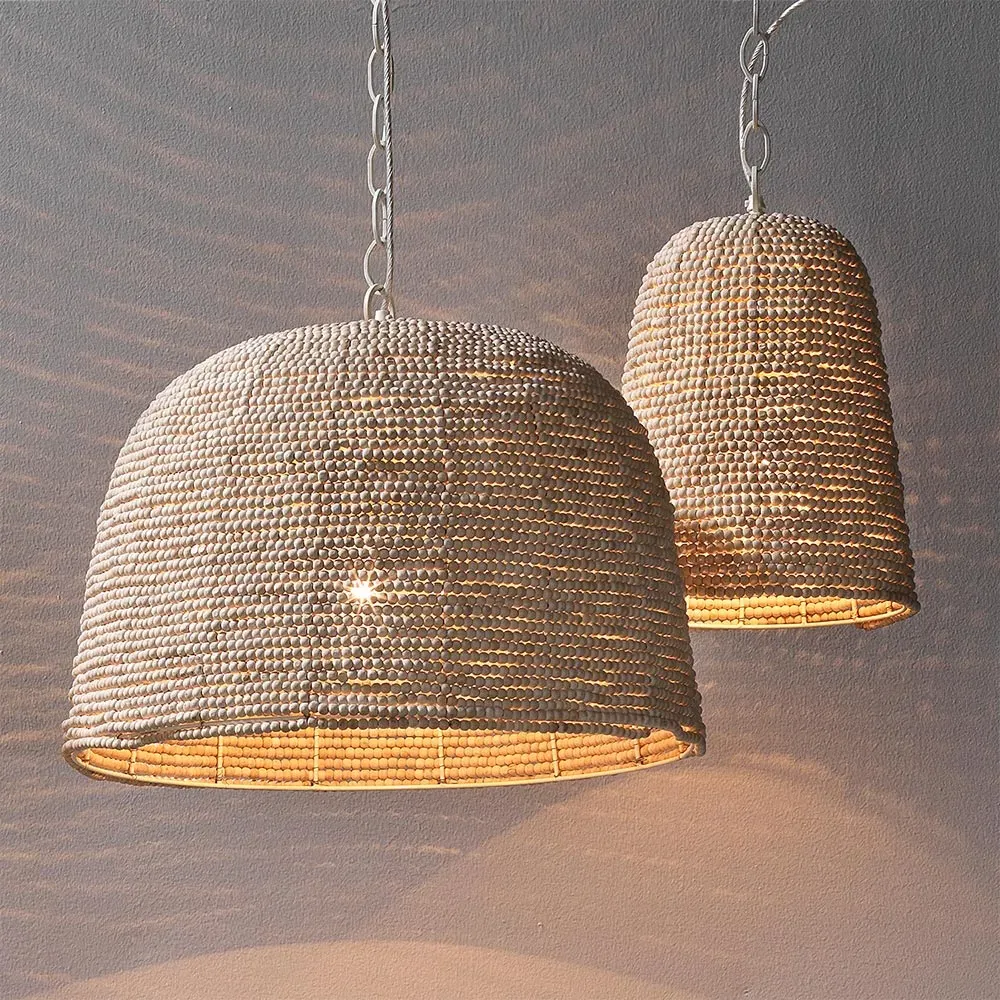 Scott Single Pendant Light - Off White, Mango Wood